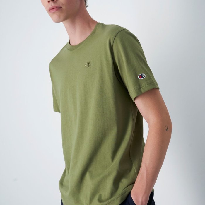 Tričko CHAMPION zelené Crewneck T Shirt 218496 GS554 CPO
