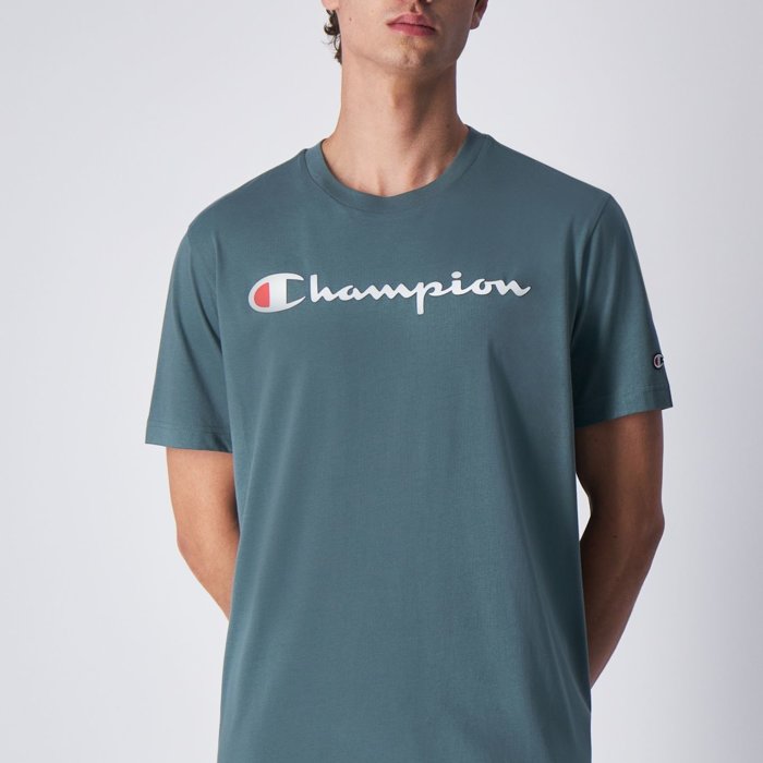 Tričko CHAMPION zelené Crewneck T Shirt 219206 GS510 BLG