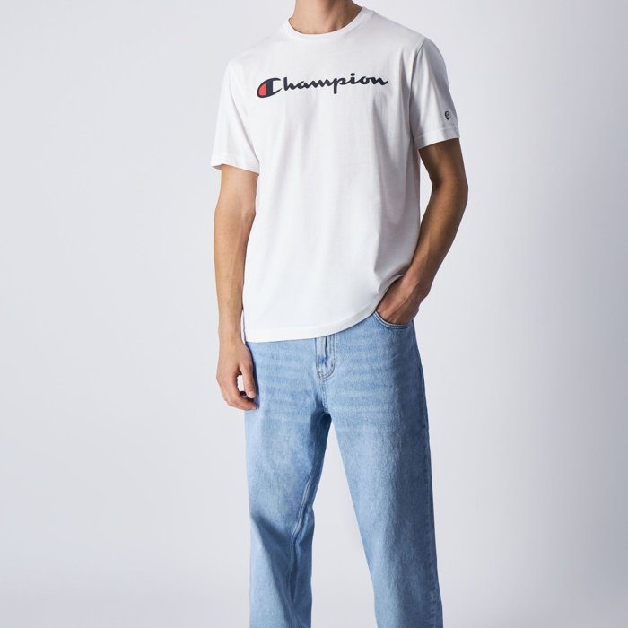 Tričko CHAMPION biele Crewneck T Shirt 219206 WW001 WHT