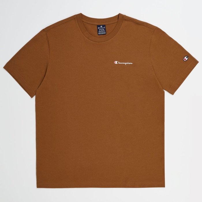 Tričko CHAMPION hnedé Crewneck T Shirt 219214 MS531 RUE