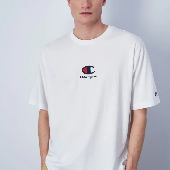 Tričko CHAMPION biele Crewneck T Shirt 219847 WW001 WHT